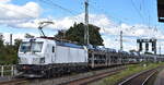 Rail Force One B.V., Rotterdam [NL] mit der ziemlich neuen geleasten ELL Vectron  7193 881  [NVR-Nummer: 91 80 7193 881-8 D-ELOC] und einem PKW-Transportzug am 15.09.25 Höhe Bahnhof