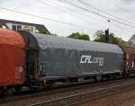 Viele Luxemburger sind wohl Holl�nder -    Drehgestellflachwagen mit vier Rads�tzen, verschiebbarem Planenverdeck, Rilnss 31 84 3547 007-1 der CFL Cargo, jedoch eingestellt bei DB Schenker RN (31 RIV