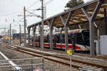 Nun hat der f�nfteilige Meterspur-Stra�enbahn-Triebwagen StH ET 131, ein f�nfteiliger STADLER Zweirichtungs-Multigelenk-Stadtbahnwagen in Niederflur-Bauweise vom Typ Tramlink V3 der neuesten