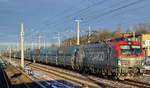 PKP Cargo EU46-503/193-503 mit einem langen Kohlezug Richtung Berliner Innenstadt am 17.01.17 Berlin-Blankenburg.