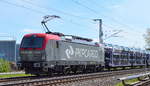 PKP Cargo mit EU46-505/193-505 und PKW-Transportzug (fabrikneue Fiat 500) am 11.05.17 Richtung Oranienburg in Mönchmühle bei Berlin.