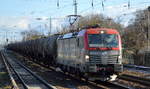 Durchaus nicht alltäglich, eine PKP Cargo Vectron EU46-514/193-514 mit Kesselwagenzug (für Benzol) am 05.02.18 Berlin-Hirschgarten.