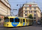 STRASSENBAHNBETRIEBE IN POLEN
Strassenbahn KRAKAU
Auf dem Strassenbahnnetz sind auch Gebrauchtwagen aus Wien, Düsseldorf und Nürnberg zu sehen. An einigen Fahrzeugen wurden gar noch Umbauten vorgenommen. Motorwagen 3041 aufgenommen am 13. August 2014.  
Foto: Walter Ruetsch 