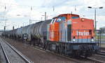 hvle V160.6 mit Kesselwagenzug (Ethanol) am 26.04.17 BF. Flughafen Berlin-Schönefeld.