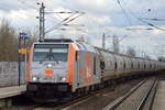 hvle 246 001-2 mit einem Getreidezug für die Fa. Bohnhorst Rail & Logistik am 28.02.17 Richtung Fährhafen Sassnitz/Mukran Port in Berlin-Hohenschönhausen.