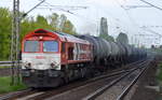 RHC DE672/266 072-8 mit Kesselwagenzug (leer) Richtung Stendell am 10.05.17 Berlin-Hohenschönhausen.