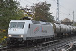 RHC 145 084-0 mit Kesselwagenzug (leer) Richtung Stendell am 01.11.16 Berlin-Karow.