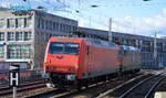 HSL Lokzug mit 185 601-2 mit 145 092-3 am Haken am 05.02.18 Berlin-Köpenick.