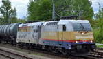 RHC 185 589-9  Reformation  mit Kesselwagenzug (leer) Richtung Stendell am 26.04.18 Berlin-Springpfuhl.