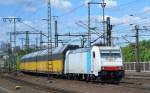 Railpool Mietlok 185 636-8 für PCT tätig mit PKW-Transportzug bei der Durchfahrt im Bhf. Fulda Hbf. am 16.05.14
