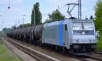br-1856-traxx-f140-ac2/432406/railpool-mietlok-185-671-5-91-80 Railpool Mietlok 185 671-5 (91 80 6185 671-5 D-Rpool, Bombardier Bj.2009) für HSL mit Kesselwagenzug am 22.05.15 Berlin-Karow.