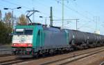 ITL E 186 134 ist seit 2014 in Polen registriert unter 91 51 6270 005-7 PL-ITL, hier mit Kesselwagenzug (Transport lt.