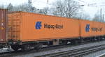 Tschechischer Gelenk-Containertragwagen der der Fa. METRANS mit der Nr. 33 RIV 54 CZ-MT 4960 551-8 Sggrss 576.0 am 23.01.17 Berlin-Hirschgarten.