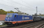 Raildox mit 185 419-9 mit der angemieteten MRCE Dispo 189 806-3 und Kesselwagenzug (leer) Richtung Stendell am 10.10.17 Berlin-Karow.