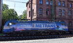 METRANS Rail s.r.o., Praha-Uhř�něves [CZ] mit der geleasten Railpool Lok  186 534-4  [NVR-Nummer: 91 80 6186 534-4 D-Rpool] verl�sst mit einem Containerzug den Hamburger Hafen am 03.08.26 H�he Bahnhof Hamburg-Harburg.