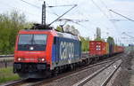Re 482 040-3 für LOCON mit einem recht kurzen Containerzug am 03.05.16 Berlin-Hohenschönhausen.