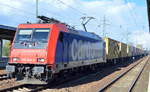 482 040-3 für LOCON mit Containerzug am 26.04.16 Durchfahrt Bhf. Flughafen Berlin-Schönefeld.