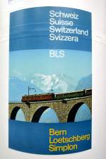 BLS Jubil�um 2013: Historisches Werbeplakat der BLS, ausgestellt im Tropenhaus in Frutigen.
