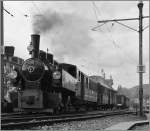 Die Blonay-Chamby G 2x 2/2 105 in wartet in Blonay auf ihre Abfahrt nach Chamby.