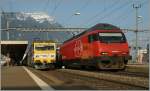 SBB Re 460 029 und SOB Re 456 031 in Arth Goldau.