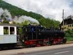 Die G 2x2/2 Malletdampflok 105 der Museumsbahn Blonay–Chamby f�hrt am 27.05.2012 von Blonay hinauf nach Chamby bzw.