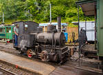   50 Jahre BC - MEGA STEAM FESTIVAL der Museumsbahn Blonay–Chamby: Obwohl nur eine Gastlok, ist die Kleine Jung G 2/2 Bn2t  Dampflok  Ticino  unermüdlich bei der Arbeit, hier am 19.05.2018