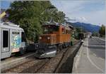 50 Jahre Blonay Chamby - MEGA BERNINA FESTIVAL: Das RhB Bernina Krokodil Ge 4/4 182 beim Rangieren in Blonay.
