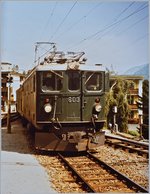 Die RhB Ge 4/4 I 603 erreicht mit ihrem Schnellzug 45 von Landquart ihr Ziel Davos Platz.
20. August 1984 