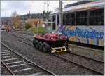 Das Neuste bei der MOB: ein Mini-Feuerwehr Auto/Zug, hier bei Probefahrten in Blonay.