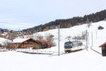 MOB Lok Ge4/4 8002 im Aufstieg nach Schönried. 4.Februar 2021 