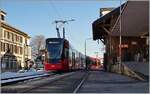 Der AB  Tango  Be 4/6 4007 / ABe 4/6 4107 wartet in Trogen auf die Abfahrt in Richtung St.Gallen.  

24. März 2021