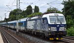 ČD - Česk� dr�hy a.s., Praha [CZ] mit ihrer Vectron   384 002-2  [NVR-Nummer: 91 54 7384 002-2 CZ-CD] und EC-Wagengarnitur zur Abstellung/Pausierung Berlin-Grunewald am 17.08.26 H�he Bahnhof Berlin-Jungfernheide.