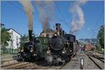 50 Jahre Blonay-Chamby Bahn: Für einen Spezial-Fotoanlas standen mehrere DAmpfloks in Blonay für bereit.